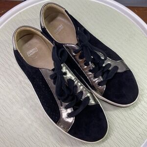 Johnston & Murphy women's Black &Silver Emerson leather Shoe Sneaker Sz. 10M